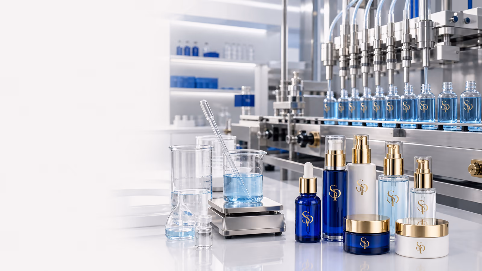 Cosmetic manufacturing and filling line